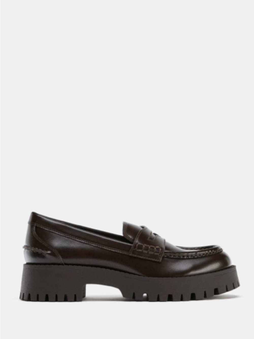 Zara Dark Brown Lug Sole Penny Loafers